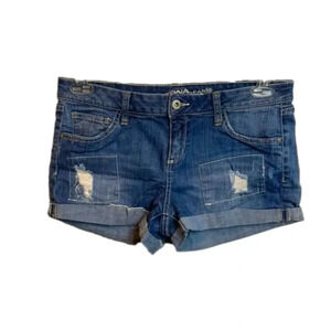 ARIZONA distressed denim shorts with rolled cuffs. 
Size:9